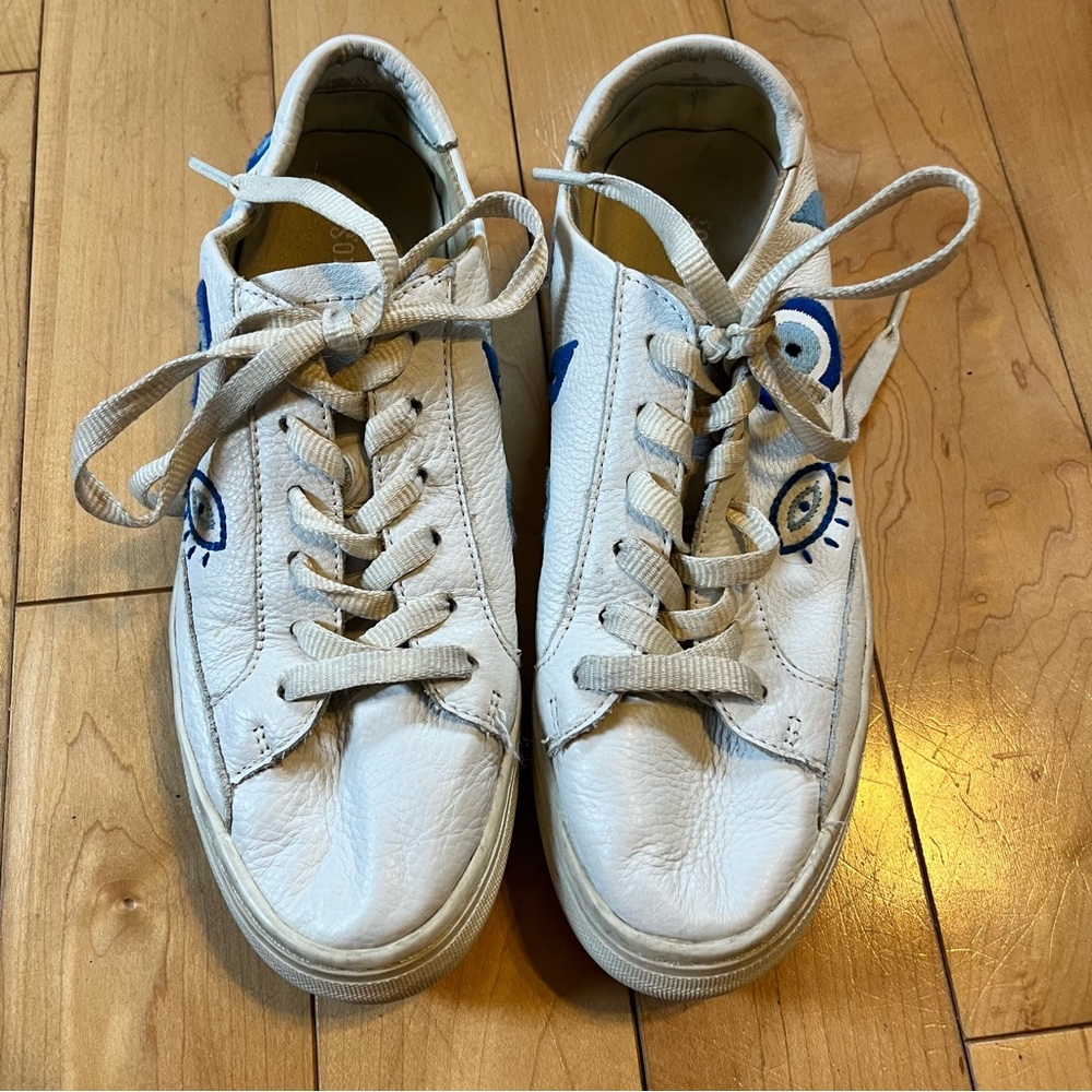 Soludos Evil Eye Ibiza Sneaker White and blue embroidered size 7.5 - Picture 4 of 9